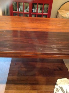 Half table with gel stain